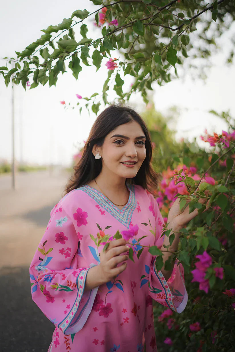 Dananeer Special Baby Pink Bloom Co ords set 2 Pieces Ready to Wear